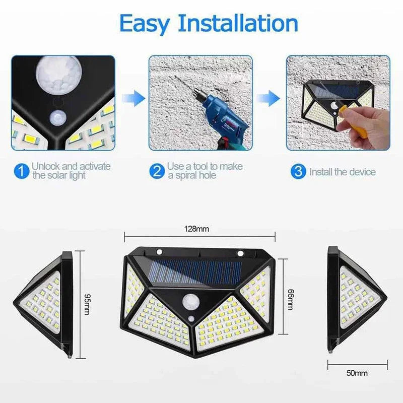 100Led Multifunctional Solar Lamp Outdoor Garden Decoration Solar Light Waterproof Sunlight Powered Spotlight with Motion Sensor