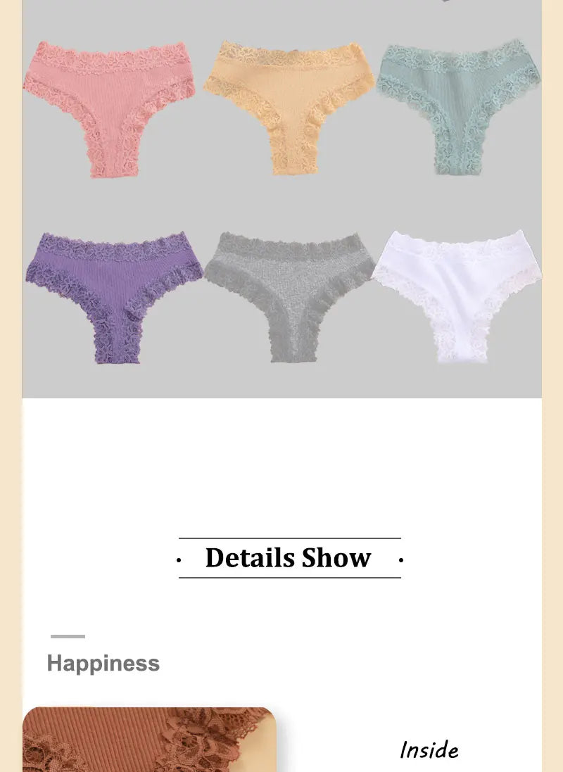 3PCS/Set Women Sexy Lace Panties Cotton Seamless Brazilian Panties Female Sexy Low Rise Soft Underwear G-String Lingerie S-XL