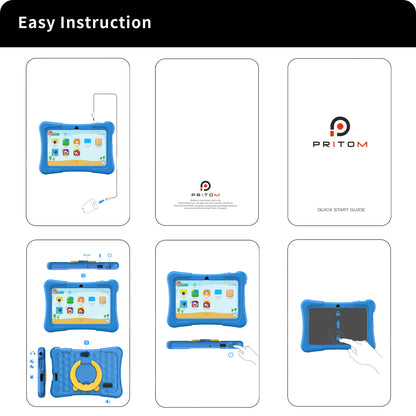 PRITOM Tablet for Kids 7 Inch Android 13 32 GB WiFi Bluetooth Dual Camera Educational Software Installed with Proof Case