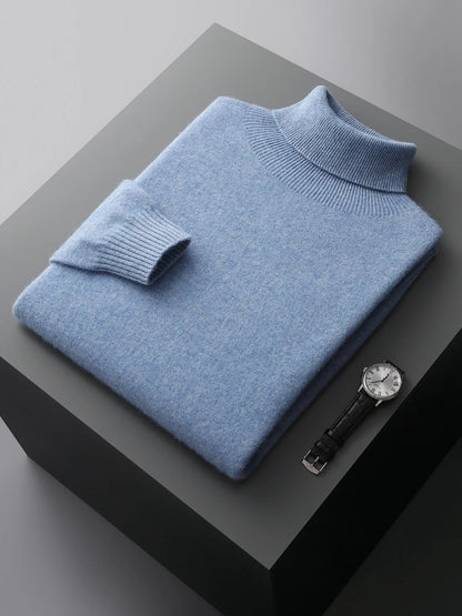 Men's Turtleneck 100% Cashmere Sweater Autumn Winter Basic Long Sleeve Pullover Cashmere Knitwear Soft Warm Comfy Clothing