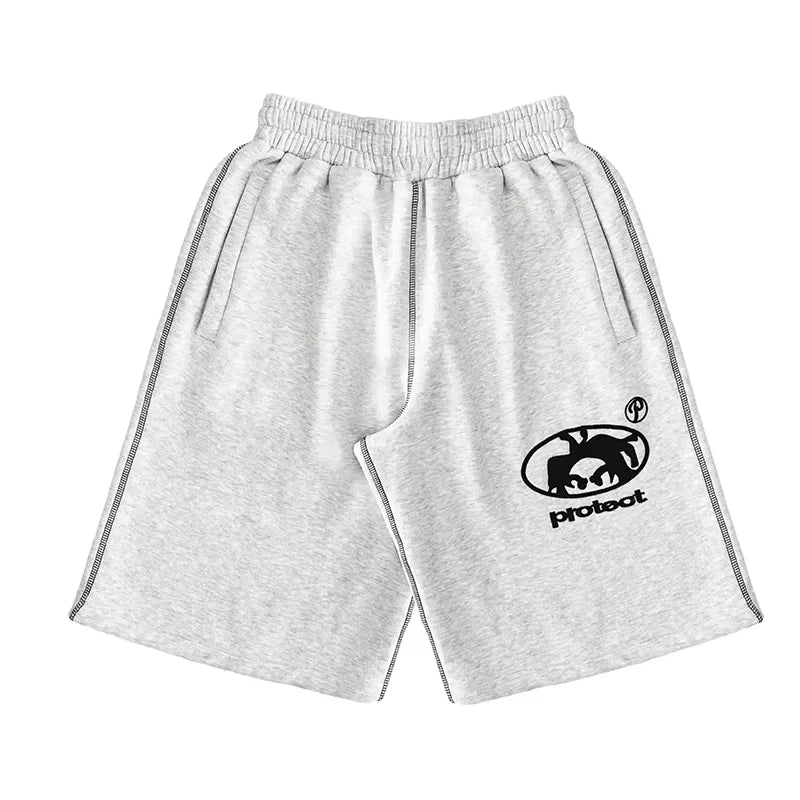 Men's 2026 New Hot Summer Grey Cotton Y2K Hiphop Streetwear Shorts European Street Style Trendy Baggy Casual Cargo Urban Wear