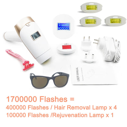 Updated Laser Hair Removal 2in1 Replaceable Lamp Rejuvenation Permanent Painless Hair Removal Bikini Trimmer IPL Epilator Device