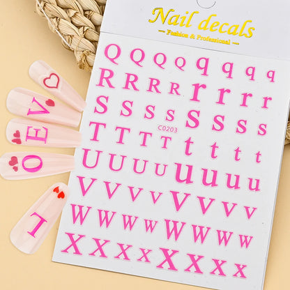 3D Glittery Gothic Letter Design Nail Art Stickers Uppercase Alphabet Letters Artistic Designs DIY Nail Art Decals Decoration #1