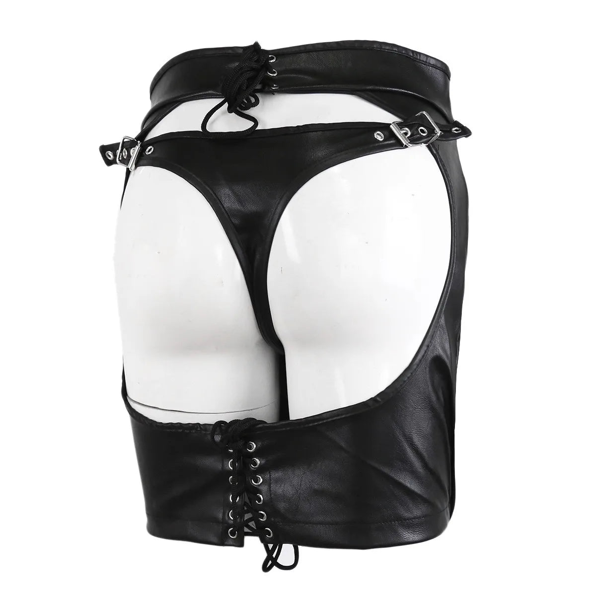SM Products Adult Toys Black Leather Bondage Set Bdsm Sex Erotic Fetish Mini Dress Porn Skirt Adult Games  Exotic Accessories