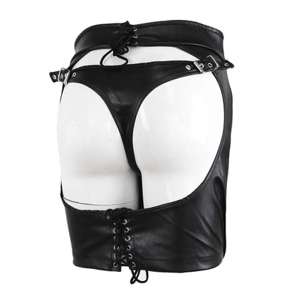 SM Products Adult Toys Black Leather Bondage Set Bdsm Sex Erotic Fetish Mini Dress Porn Skirt Adult Games  Exotic Accessories