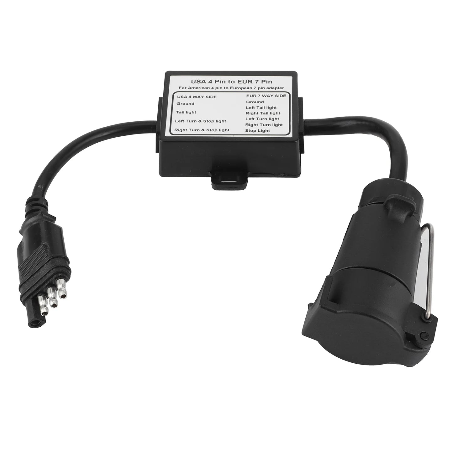 Trailer Connector Light Converter USA 4 Pin to EUR 7 Pin Adapter Stop/Brake Signal Separating 4 Pin to 7 Pin Trailer Adapter