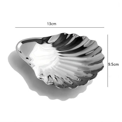 1pcs Retro French Stainless Steel Jewelry Ornament Storage Box Jewelry Storage Shell Storage Box Butter Dessert Fruits Plate