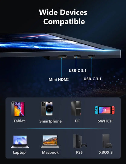 UPERFECT 2K 144Hz Gaming Monitor 16' Portable Display 100%sRGB W/HDMI USB C Screen For PS5 Steam Deck Switch XBOX Laptop PC