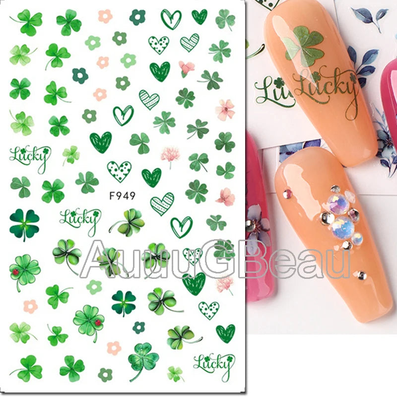 3d Nails Art Decals Spring Fruits Pink Full Tips Peony Magnolia Flowers Adhesive Sliders Stickers Decoration For Nails Manicure