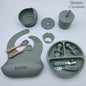 11Pcs Silicone Feeding Sets For Baby Personalized Name Children's Tableware Suction Cup Plates Bowl Spoon Feeding Cups BPA Free