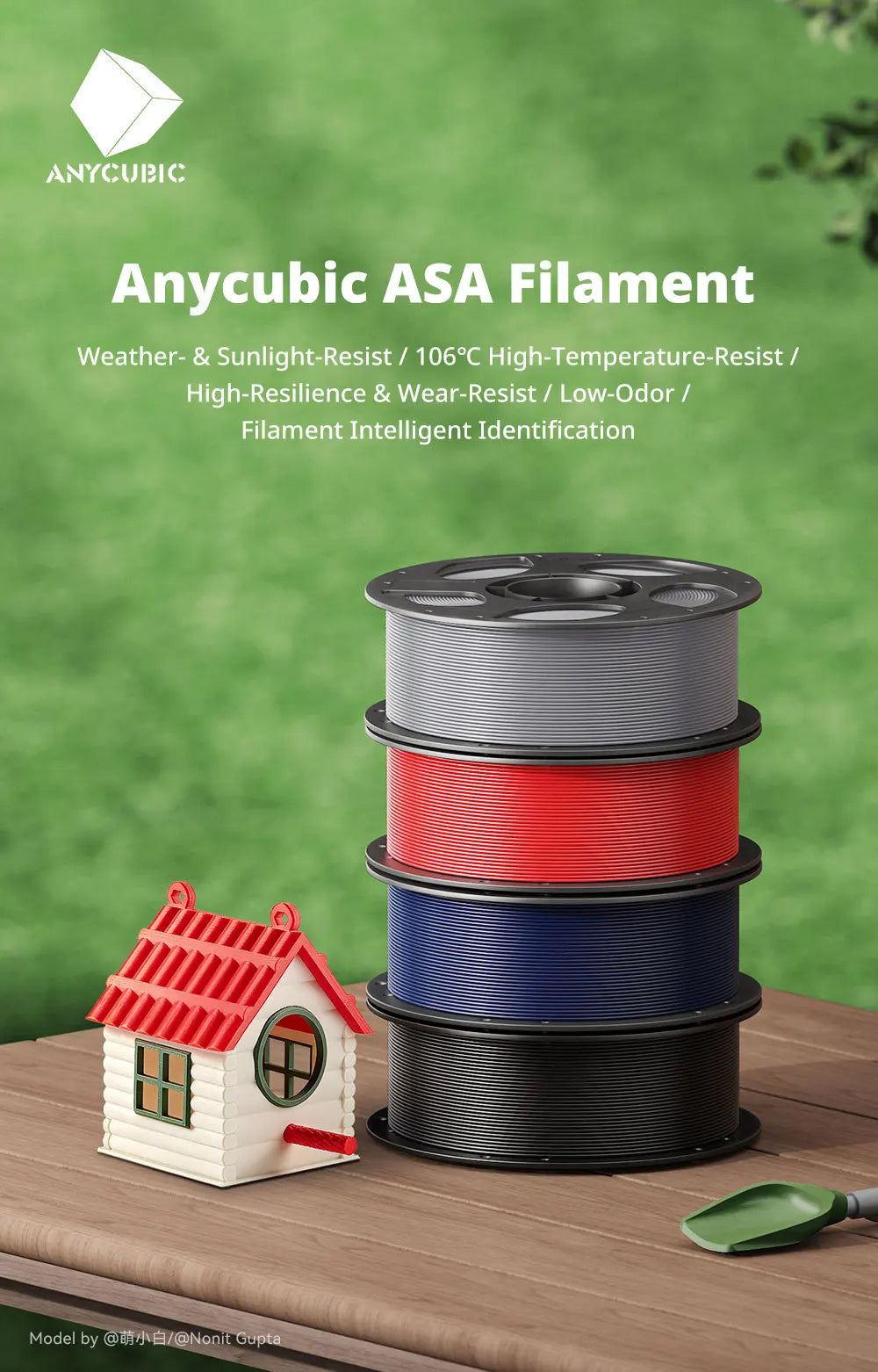 ANYCUBIC ASA Filament PLA 1.75mm for FDM 3D Printers Weather Resistance Low Odor Toughness FDM 3D Printing Materials For Kobra