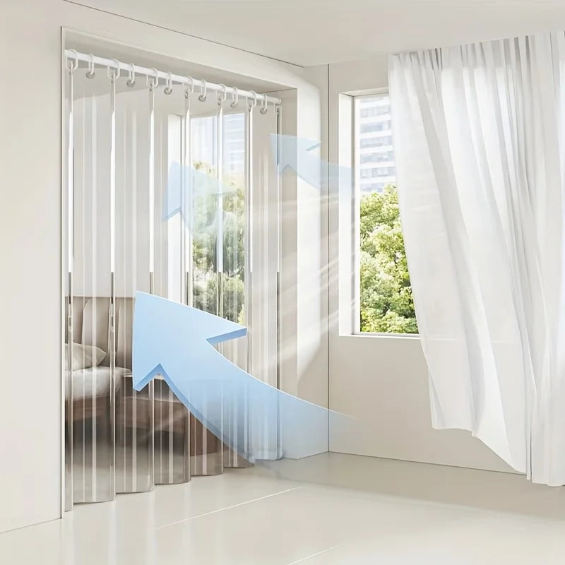 No Punching PVC Door Curtain, Large Hole Transparent,Summer Cool, Kitchen Oil Barrier, Waterproof Mildew-Proof, Clear Strip Door