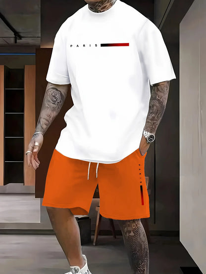 2026 Summer Casual Short-Sleeve Fashionable Breathable Sports Set Loose-Fit Quick-Dry Men's Short-Sleeve Hip-Hop Bear Print Set