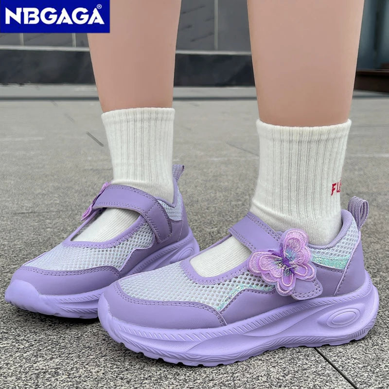Summer Casual Shoes For Girls Mesh Breathable Children's Sneakers Cute Pink Anti-slippery Student Walking Footwear