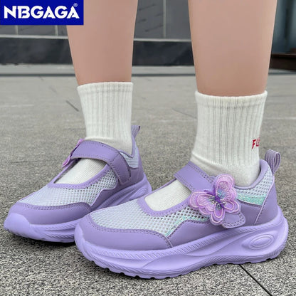 Summer Casual Shoes For Girls Mesh Breathable Children's Sneakers Cute Pink Anti-slippery Student Walking Footwear
