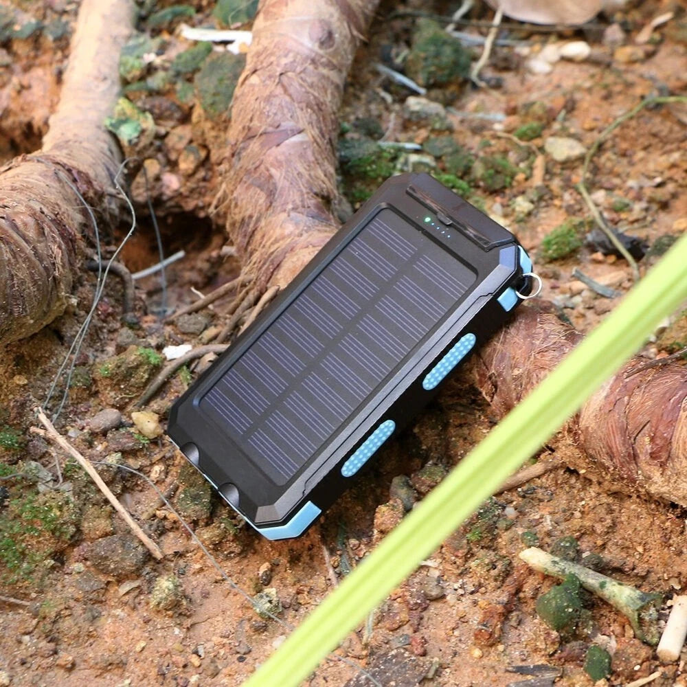 1set 30000mAH Solar Charging Treasure, Portable USB Power Charger, Waterproof and Dustproof with LED Light, Outdoor for Camping and Traveling.