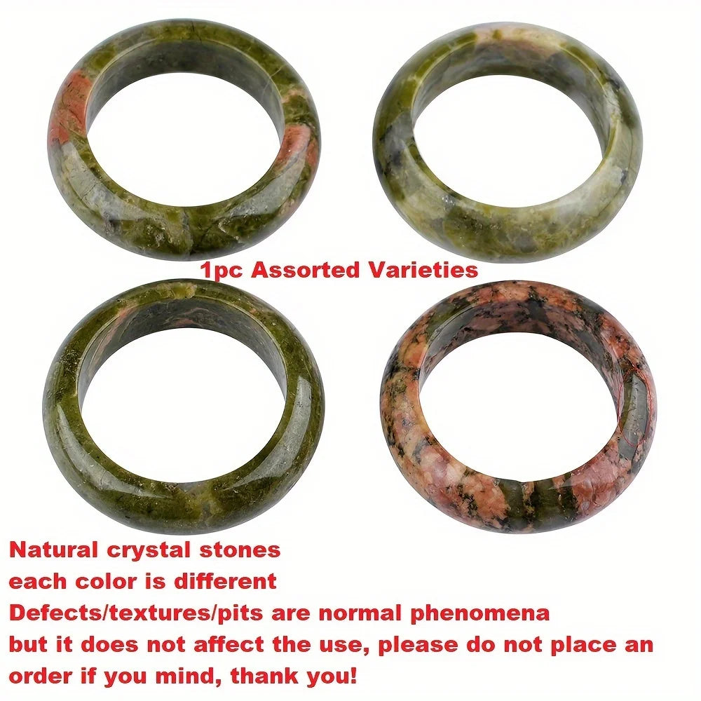 1Pc Natural Stone Band Rings Amethyst Rose Quartz Obsidian Finger Solid Ring Women Men Minimalist Reiki Healing Jewelry Gift