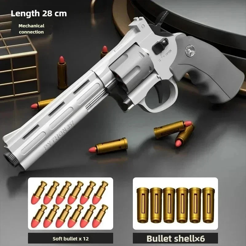 Continuous Firing ZP5 357 Revolver Launcher Pistol Soft Dart Bullet Toy Gun for Kids Adults CS Outdoor Battle Game Play