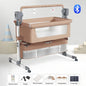 Electric Baby Crib Bassinet Cradle Bluetooth Music Timer with Automatic Swing Remote Control Foldable Design Breathable Mesh Sides Soft Mattress Stable Frame Safe Sleeping Bed for Newborn Infant Home Use and Travel Comfort Ba