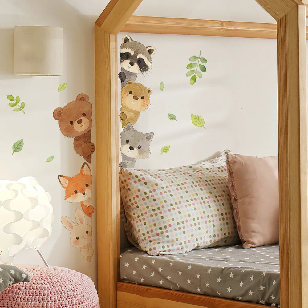 Cute Forest Animals Wall Stickers for Kids Rooms Children Boys Girls Baby Room Decoration Nursery Wallpaper Vinyl Elephant Lion