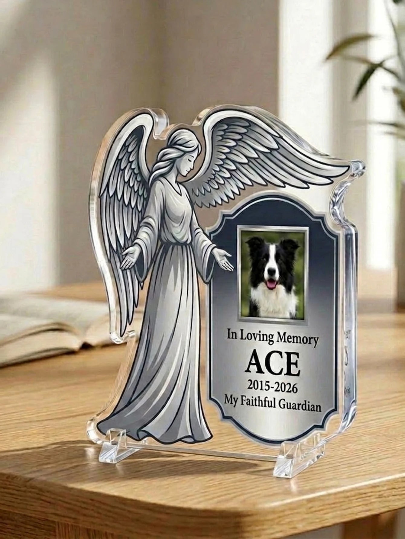 Custom Text Photo Pet Commemorative Angel Plaque,Acrylic,Pet Grief Remembrance Gift,Keepsake Ornament,Remembrance Anniversary