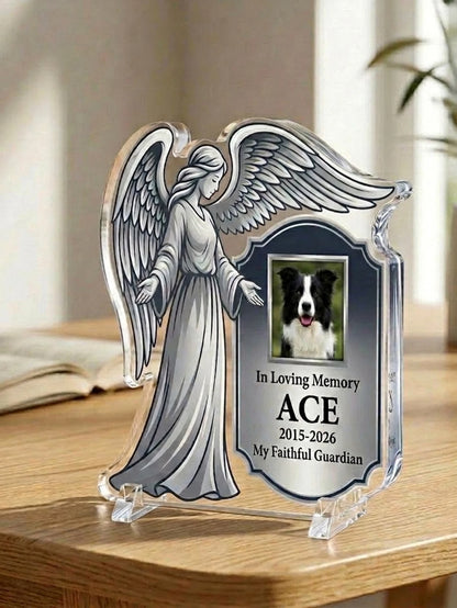 Custom Text Photo Pet Commemorative Angel Plaque,Acrylic,Pet Grief Remembrance Gift,Keepsake Ornament,Remembrance Anniversary
