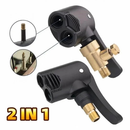 2-in-1 Deflated Schrader/Presta Valve Adapter Portable Tire Air Pump Nozzle Hose Tire Inflator Chuck Inflatable Pump Connector