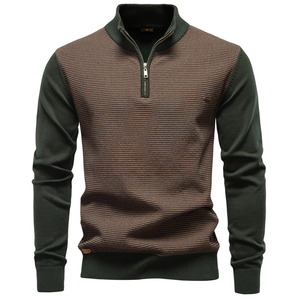 AIOPESON Men's Striped Sweater Solid Color Knit Pullover Warm Luxury Cotton Autumn Winter Casual Turtleneck Mens Sweaters
