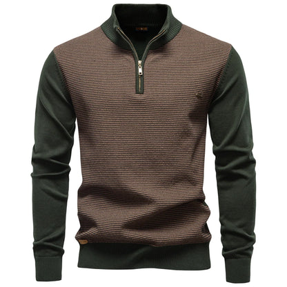AIOPESON Men's Striped Sweater Solid Color Knit Pullover Warm Luxury Cotton Autumn Winter Casual Turtleneck Mens Sweaters