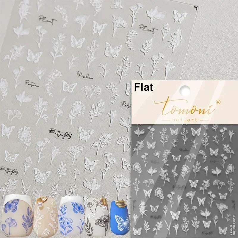 1pcs 5D Japanese Black Butterfly Nail Art Stickers Glitter Shiny Kawaii Self Adhesive Manicure Decorations Tool Decals Accessory
