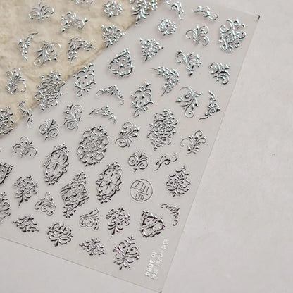 Bohemian Pattern Colorful Love Heart Moon Pearl Crystal Rhinestone 5D Nail Art Sticker Self Adhesive Decoration Manicure Decal
