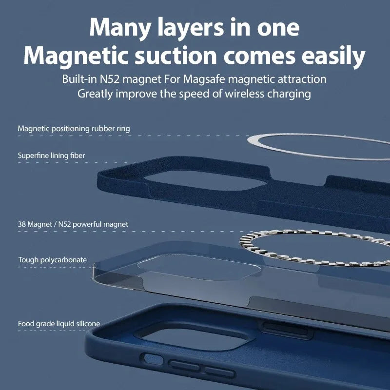 NEW For Magsafe Liquid Silicone Phone Case For iPhone 16 15 13 14 11 12 Pro Max 16 15 Plus Magnetic Wireless Charging Soft Cover