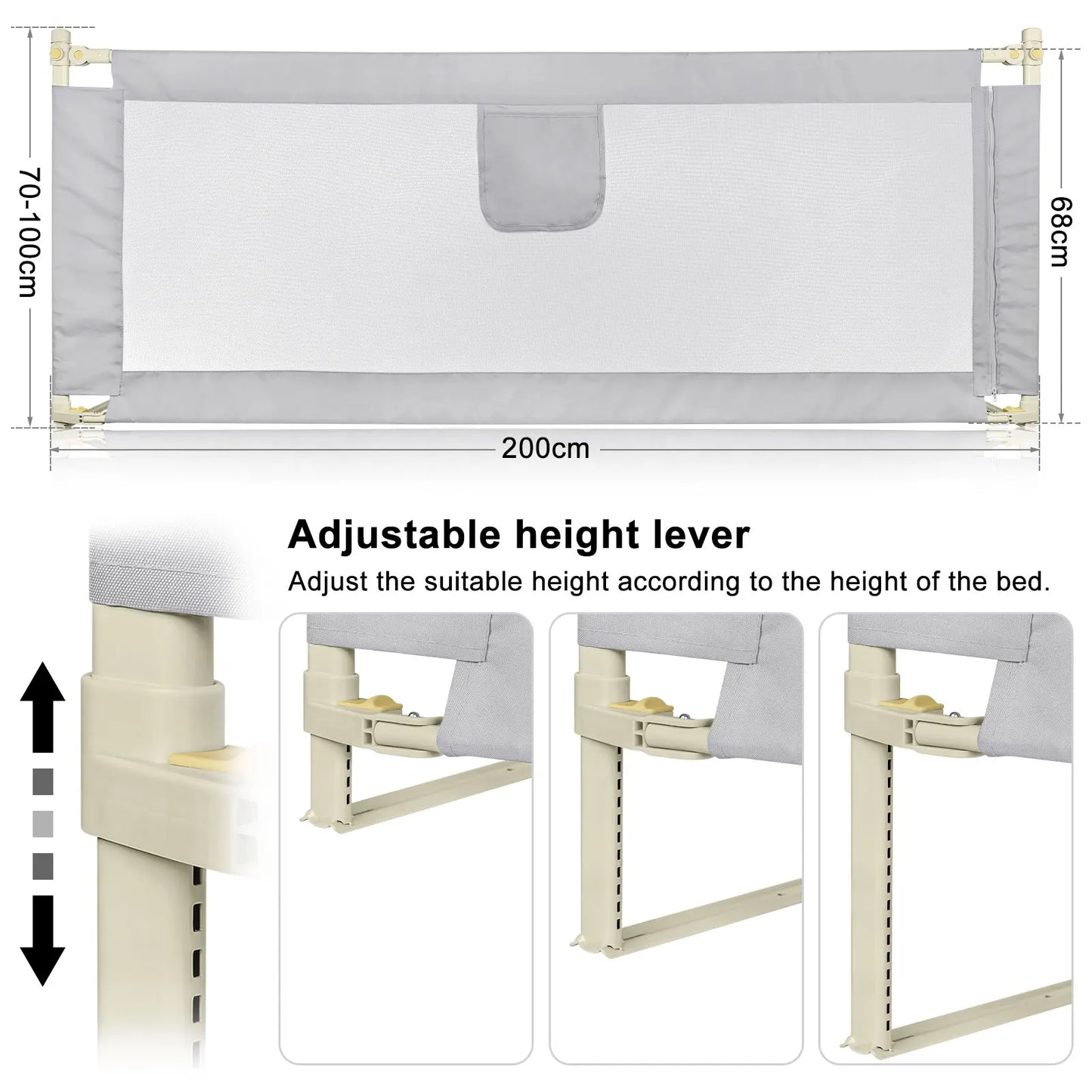 Child and baby drop bed barrier cm / 180 cm/cm Gray