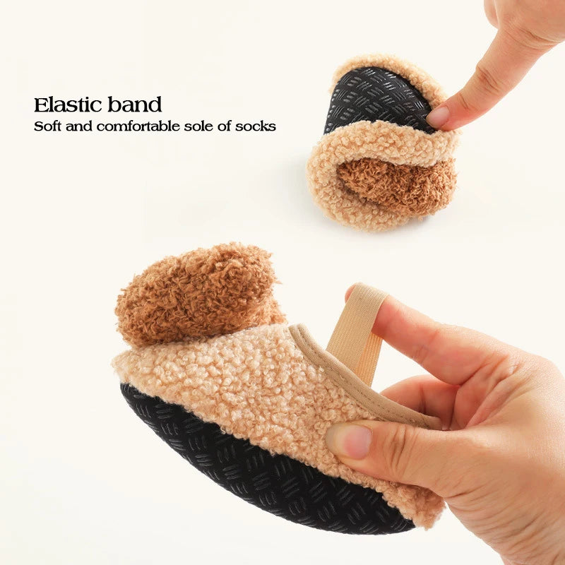 Winter Infant Floor Socks Soft Bottom Anti-slip Newborn Learning Walking Shoes Cute Cartoon Bear Baby Boat Sock Kids Footwear