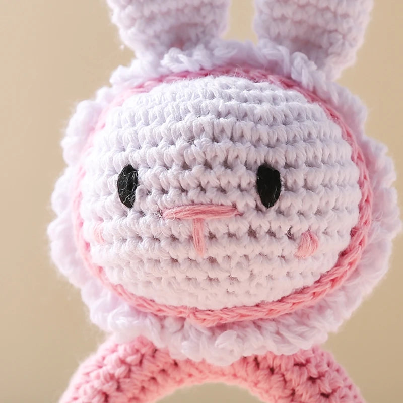 1Pc Baby Teether Wooden Crochet Rattle Toy BPA Free Baby Mobile Play Gym Wood Rodent Rabbit Rattle Newborn Educational Toy Gifts