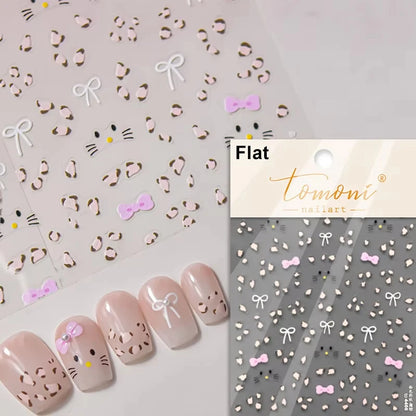 1pcs 5D Diamond Japanese White Lace Bow Nail Art Stickers Pearl Rhinestones Nail Decoration Adhesive Decals Slider DIY Accessory