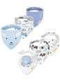 6 Pcs Baby Boy Feeding Bib Made of Cotton Mouth Water Towel Double-layer Soft Comfortable Adjustable Size Sccessories 0-3 Y