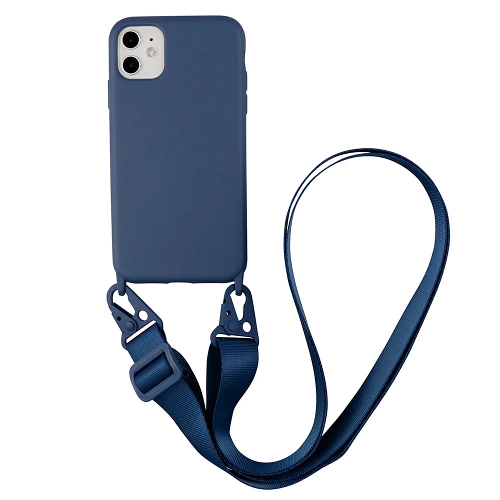 2024 Silicone Lanyard Phone Case For iPhone 12 13 Mini 14 15 16 Pro Max X XR XS Cover With Neck Strap Crossbody Necklace Cord