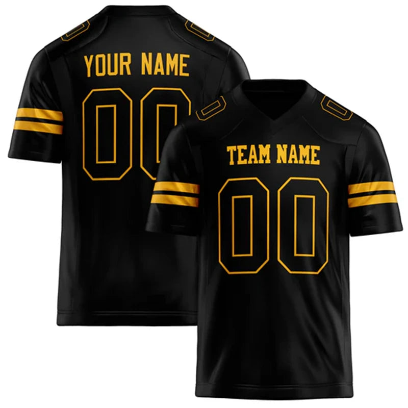 Customized Team Name Number Name Rugby T-shirt Personalized DIY V Neck Black Mens Sports T Shirt Loose Quick Dry Team Uniforms