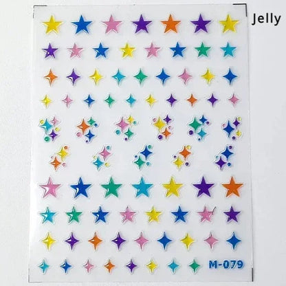 1 piece  5D silver nail stickers metal mini star nail art stickers high quality exquisite decals self-adhesive nail art stickers