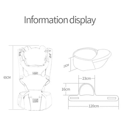 3 IN 1 Baby Hipseat Carrier Backpack Straps for Infant Toddler 0-36M Ergonomic With Windproof Hat for Winter Luminous Strips