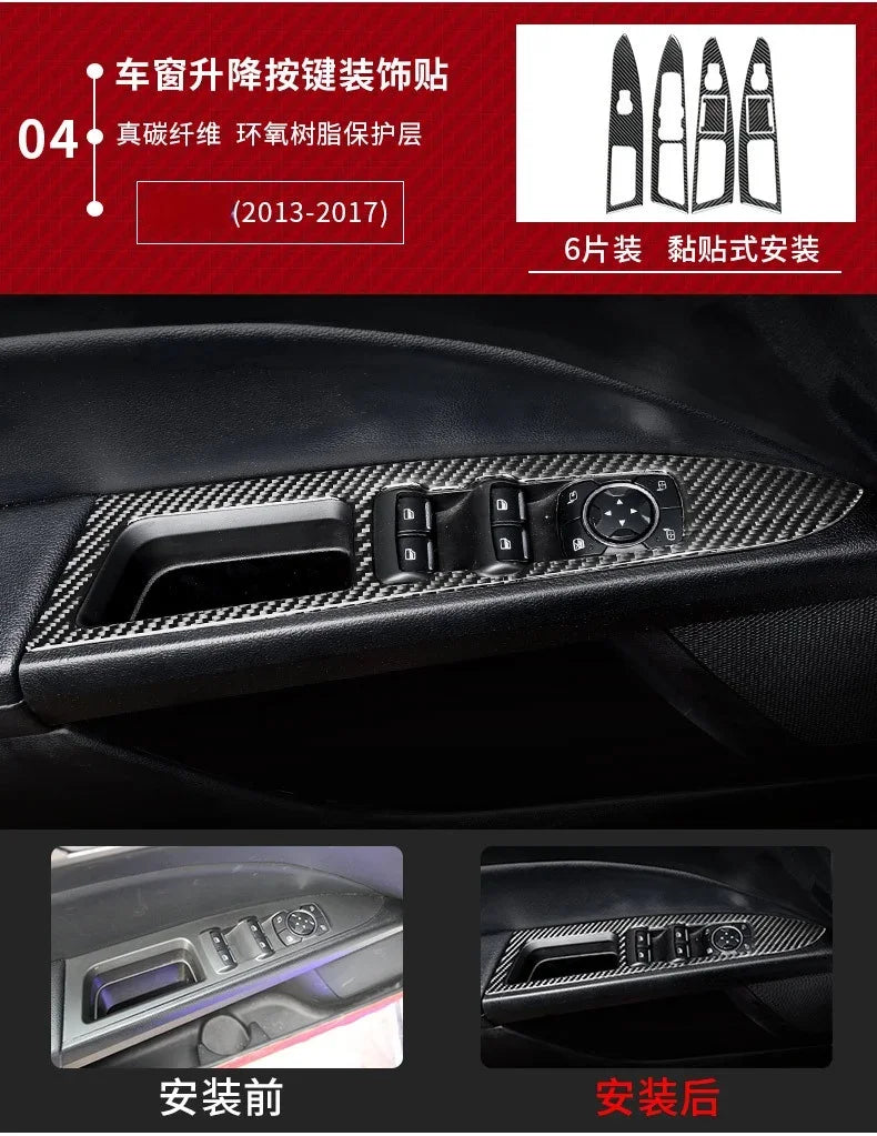 Fit for Ford Fusion Mondeo 2013–2019 Carbon Fiber Style ABS Interior Panel Cover Trim Stickers Car Decor Accessories