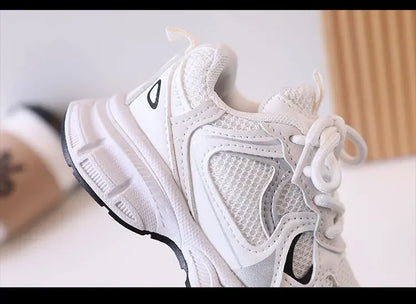 Kids Casual Running Shoes with Thick Soles Boys Girls Fashion Versatile Sports Shoes 2024 New Children Mesh Breathable Sneakers