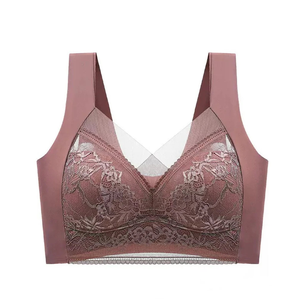 1pcs Women Lace Plus Size Bra Basic Anti Sagging Thin Vest With Padded Female Brassier Lady Ice Silk Seamless Comfort Breath Bra
