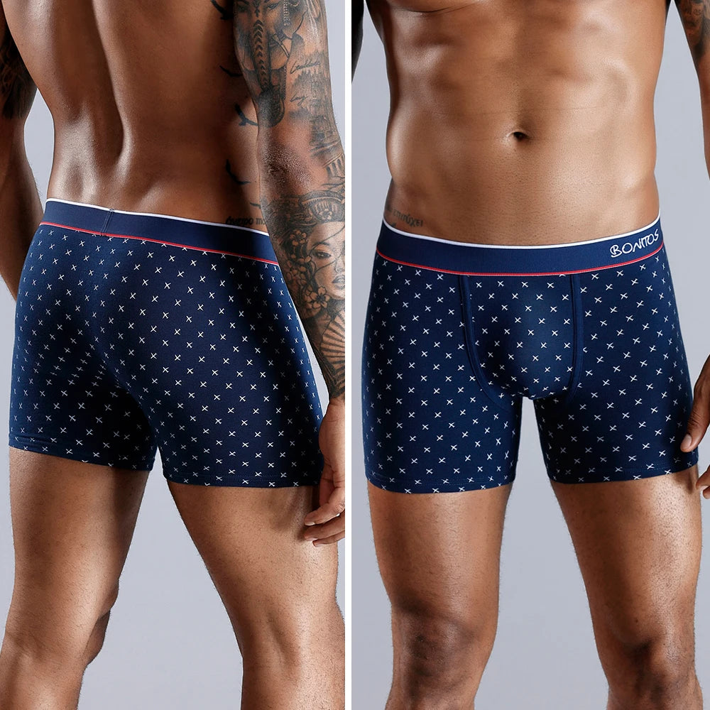 4pcs Cotton Boxer Shorts Soft Men's Panties BONITOS Letter Waistband Men Underpants Boxer Briefs Sexy Underwear for Man Boxers
