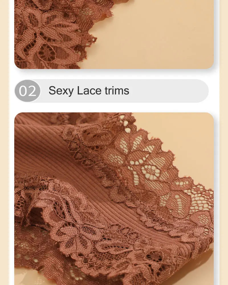 3PCS/Set Women Sexy Lace Panties Cotton Seamless Brazilian Panties Female Sexy Low Rise Soft Underwear G-String Lingerie S-XL