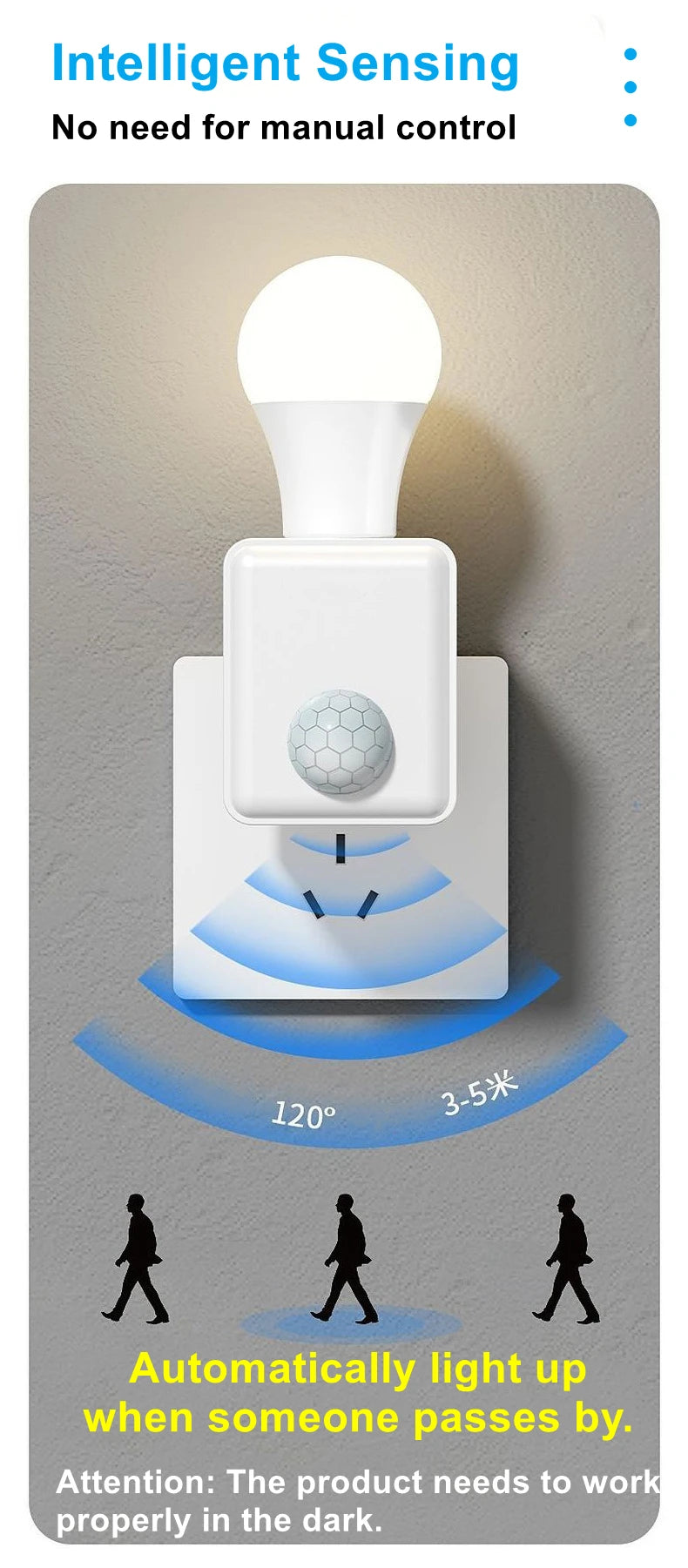E27 PIR Motion Sensor Led Switch Lamp Base EU/US AC85-265V Plug Human Induction Light Bulb Holder Socket Adapter Converter