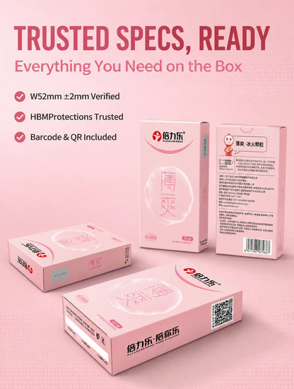 Hot & Cool Sensation Condoms 520 Bouncing Dots Natural Latex Lubricated 10pcs-50pcs Men Extra Stimulation Silky Touch Beilile