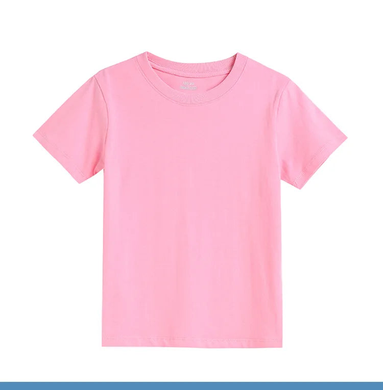 2-16 Years Summer Kids Boys Girls T-shirts Solid Cotton Breathable Teenager Short Tops Children's Tees Casual Shirt Baby Clothes