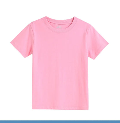 2-16 Years Summer Kids Boys Girls T-shirts Solid Cotton Breathable Teenager Short Tops Children's Tees Casual Shirt Baby Clothes